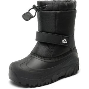 NORTIV 8 Kids Snow Boots Boy's Girl's Waterproof Cold Weather Classic Booties Hiking Outdoor Shoes (Little Kids/Big Kids) (Black, Size 3)