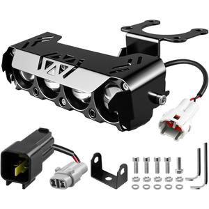 Upgrade Headlight Kit Fits for Talaria Sting R MX4 Sur-Ron Segway X260, Four Bulbs and Protective Covers, Plug and Play Motorcycle LED Front Light with Adjustable Bracket & Adapter Harness