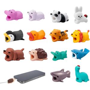 Cable Protector Cute 14-Pack, Adorable Animal Charging Cord Protectors Set | Stop Fraying & Extend Cable Life,Universal Fit for Phone Tablet Laptop Cables, Soft Silicone Multicolor Wire Saver