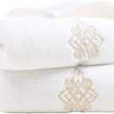 YiLUOMO Super Thick Luxury White Hand Towels Soft 100% Cotton Highly Absorbent Embroidered Decorative Hand Towel Set for Bathroom Hotel & Spa(13 x 29 Inch, 2 Pack)