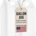 kitchentoolz Empty Gallon Jugs with Caps - Plastic F-Style HDPE Container with Secure Seal Lid - Liquid Storage, Oil & Water Transport Reusable Bottle - Pack of 2