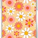 Hippie Groovy Smile Flowers Case Compatible with iPhone 13, Yellow Orange White Pink Smiling Flowers Case for iPhone 13, Cool TPU Bumper Phone Case Cover