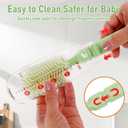 Baby Bottle Brush Set with Drying Rack, Portable Silicone Bottle Cleaner Kit for Bottles, Nipples and Straws, Travel Storage Box for Home and On-The-Go UseGreen