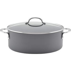 Rachael Ray 80090 Professional Hard Anodized Nonstick Cookware Oval Pasta Pot/Braiser, 8 Quart - Gray