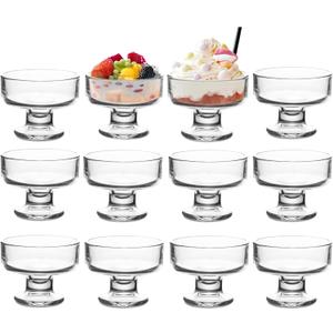7oz Glass Ice Cream Bowls- Versatile Dessert Bowls & Cups for Mixed Drinks, Desserts, Nuts, Fruit, Pudding & Snacks- Perfect for Parties, Gatherings (12)