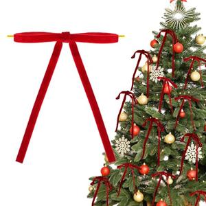 24pcs Red Velvet Bows for Christmas Tree Decorations 5x7in 3/8" Width Velvet Ribbon Bows with Twist Ties for Garland Wreath (Red) Pack of 2