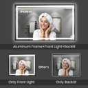 Amorho 24"x 36" LED Bathroom Mirror, Front Light and Backlit with Black Frame, Stepless Dimmable, Anti-Fog, Shatter-Proof, Memory, 3 Colors, Double LED Vanity Mirror