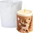 Cestony 3D Reindeer/Elk and Tree Shaped Silicone Molds for Making Cake, Candle, Resin, Pillar, Aromatherapy, Wax, Soap, Flower, Specimen, Clay Craft