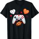 Valentines Day boys men Hearts gaming Basketball Baseball T-Shirt (Small, Black)