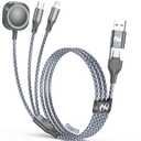 Multi Charging Cable for Apple Watch Charger,3 in 2 USB C Cable 6FT iPhone Charger/Type C/Lightning Travel Essentials Cables for iWatch Ultra/SE/10-1&iPhone 16-5 Pro/Plus