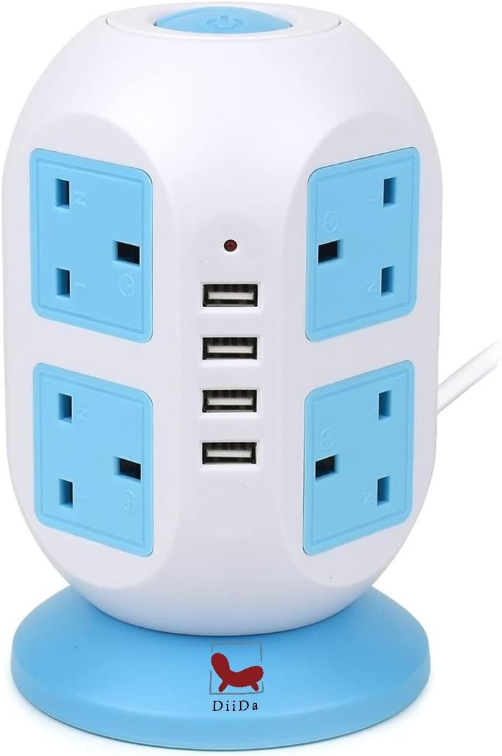 USB C Power Strip Tower, Surge Protector with 12 AC Outlet and 4 USB Ports, AiJoy 10 FT Extension Cord, 1200J Power Strip Surge Protector, USB Charging Station, Office Supplies, Dorm Essentials, Woman