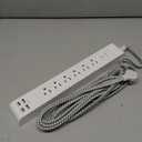 Surge Protector Power Strip 10 ft with 4 USB Ports 2 USB-C 6 AC Outlets, Flat Plug Extension Cord, USB Charging Station, Wall Mountable for Home, Office, Dorm Essentials, 1080J, ETL Listed (White&Grey)