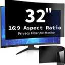 32 Inch Computer Privacy Screen Filter for 16:9 Curved and Flat