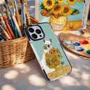 for iPhone 14 Pro Max Case, Whimsical Llama & Sunflower Pattern in Van Gogh Style, Artistic Soft Slim TPU Protective Cover with Shock-Absorbing TPE Strips & Camera Lens Protection for Women (Alpaca)