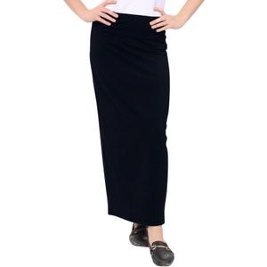 Kosher Casual Long Pencil Skirts for Women – Cotton Stretch Fabric Fitted Maxi Skirt with High-Waisted Fit XL, Black