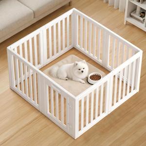 Clear Dog Play Pen,Pet Playpen with Door,Easy to Clean and Install Puppy pens for Both Indoor and Outdoor use (White, 30.3 inch Height, 8 Panels)