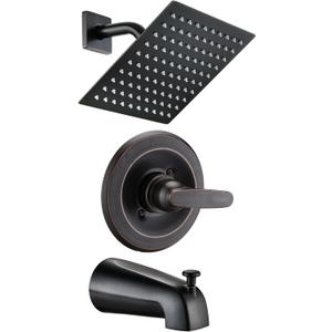 8" Shower Faucet Compatible with Delta 13/14 Series Tub Trim Kit, High Pressure Square Rain Shower Head& Handle Set System, Oil Rubbed Bronze (Valve& Catridge Not Inclued)