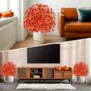 Geegoods Set of 2 Artificial Topiary Ball Tree with Flower for Outdoor, Fall Fake Shrubs Bushes with Ground Spikes, UV Resistant Faux Boxwoods Plants for Garden Porch Patio Decor