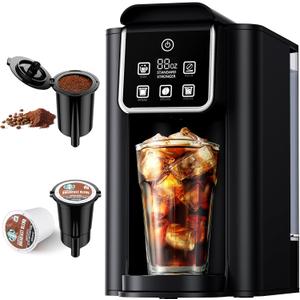 SHARDOR Single Serve Coffee Maker Upgrade, Hot & Iced Coffee Machine for K Cup and Grounds, 6 to 14 oz Brew Sizes, 50 oz Removable Water Tank, Bold Brew Setting, Pod Maker with Reusable Filter, Black