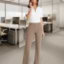 DLOODA Dress Work Pants Women Business Casual Slack Trousers Flare Pants (Beige, XXL)