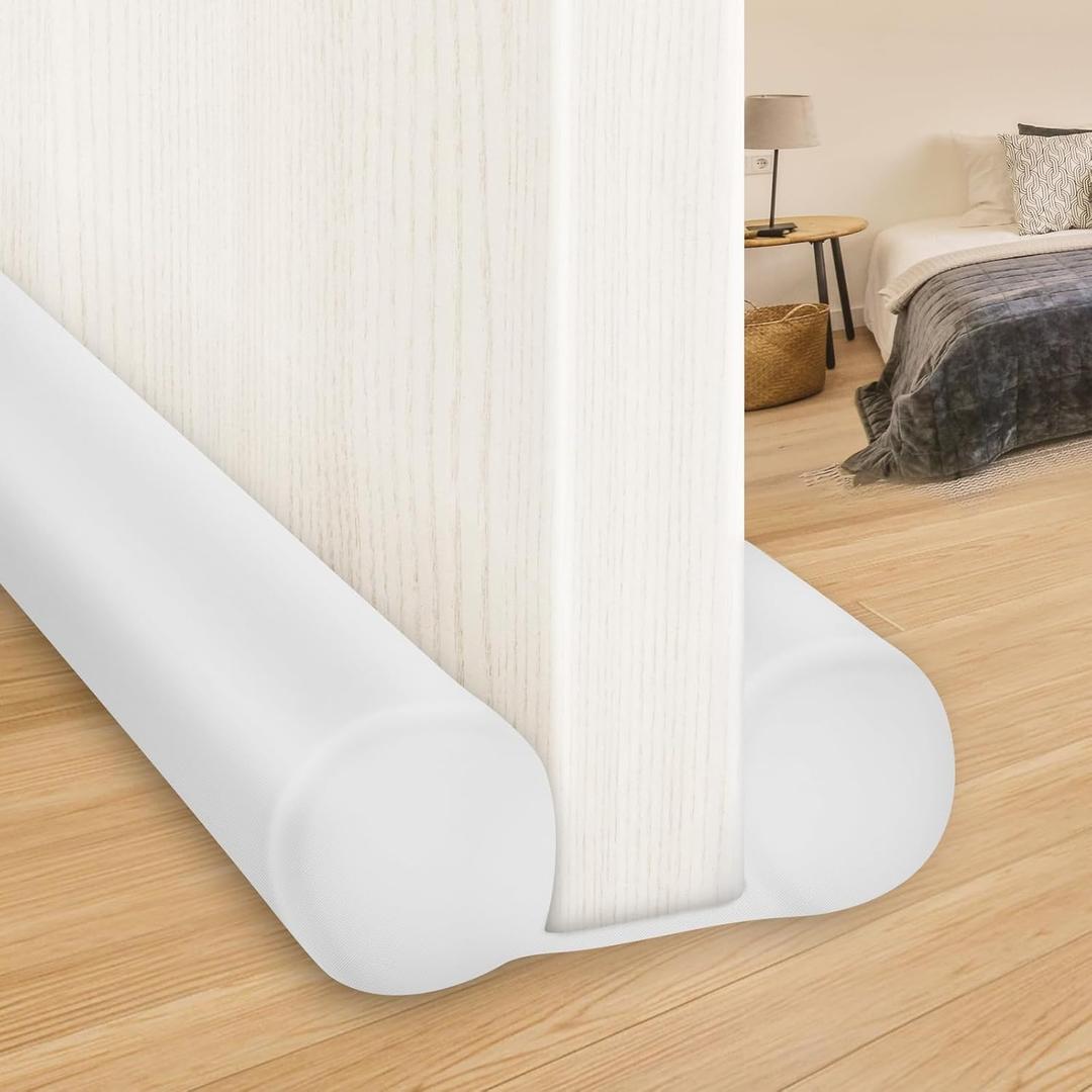 MAXTID Large Door Draft Stopper 30 Inch for Small Size Bedroom Door Fits 0.5 to 1.7" Gaps White Under Door Draft Blocker Doors Seal Gap Draft Guard for Bottom of Doors