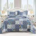 VAPUTAR King Size Quilt Set - Reversible Floral King Size Bedspreads with Wavy Edges - Lightweight Farmhouse King Quilt Bedding Sets for Bed Decorations, 3 Pieces (King (98"  106"))