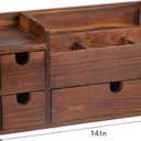 Rustic Brown Wooden Desktop Organizer Drawers Removable Office Supplies Torched Wood Storage Cabinet Caddy Box Stationery Pencil Slots Mail Holder Notes Accessories Home Makeup Tools Cosmetics