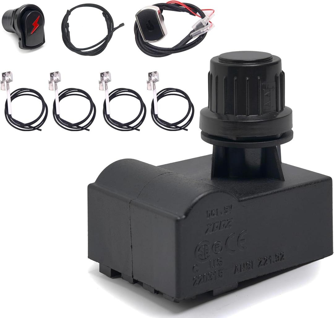 ZCLYUYA Grill Igniters for Charbroil Ignitor Replacement Kit, 4-Outlets Electronic Ignition Module with Wires and 2 Push Buttons Replace G511-0055-W1 for Surefire Ignition Systems