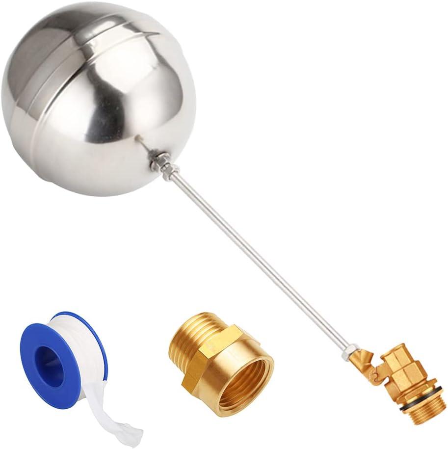 Uenede Float Ball Valve DN25 1" Male Thread with NPT Adapter | Stainless Steel Floating Ball, Brass Valve, Automatic Switch for Stock Tank Pool Water Level Control, 1"-1PCS