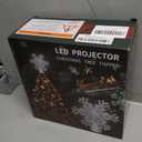 Christmas Tree Topper Lighted with Built-in LED Rotating Snowflake Projector, 3D Hollow Glitter Silver Snowflake Tree Topper for Xmas Party Holiday Christmas Decorations