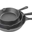 Commercial CHEF 3-Piece Cast Iron Skillet Set 8 inch, 10 inch, and 12 inch - Pre-seasoned Cast Iron Cookware