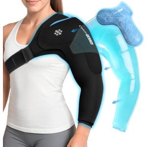 ComfiTECH Dual-Gel Shoulder Arm Ice Pack Wrap with Extended 30-Min Cooling, Detachable Cold Pack & Flexible Gel Ice Sleeve for Volleyball Pitchers, Post-Workout Recovery, Muscle Relaxation, Medium