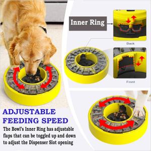 Awesome Puzzle Slow Feeder Dog Bowl; Prevents & Relieves Anxiety & Boredom! Better Digestion Leads to a Happier & Healthier Pet. Wonderful Enrichment Puzzle