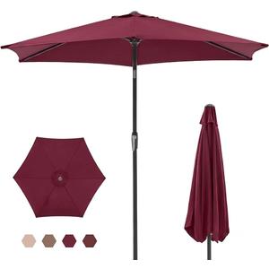 OLIXIS Half 9Ft Umbrella Outdoor Patio, Scalloped Patio Umbrella with Easy Tilt and Crank, Sun Shade Half Patio Umbrella for Pool, Balcony, Market, Garden, Red