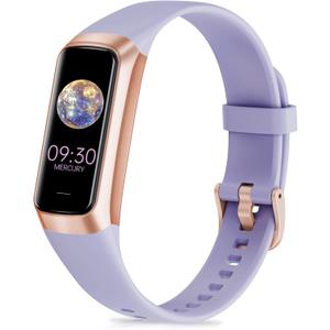 Fitness Tracker with Step Counter/Calories/Stopwatch, Activity Tracker, Health Tracker with Heart Rate Monitor, Sleep Tracker,1.10''AMOLED Touch Color Screen, Pedometer Watch for Women Men (Purple)