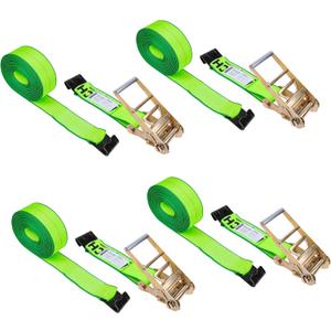 4 Inch x 40 Foot Flat Hook Ratchet Straps, 4 Pack, Heavy Duty Tie Down Straps for Flatbed Trailer, Truck, Pickup Cargo Control, 20,000 Lbs Breaking Strength