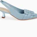 Womens Sling Back Kitten Heels Low Dress Shoes Slingback Pumps Pointed Closed Toe Comfortable Party Office Sandals (Blue, M)