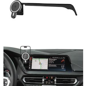 PZK Car Phone Holder for BMW 3 Series 2019-2022/ BMW 4 Series 2021-2023/BMW 2 Series 2022-2024 Accessories 10.25-Inch Screen Fixed Clip Magnetic 15W Fast Wireless Charger Car Phone Mount 360 Rotation