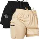 Ultra Performance Gym Shorts Women Pack of 2, Nylon Compression Workout Shorts Women with Liner Size M
