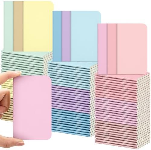 Outus 90 Pcs Mini Notebooks Bulk 4 x 2.5 Inch Small Pocket Notebook Soft Cover Lined Wallet Journal Gifts for Students Teachers Coworker Classroom Party Prize School Supplies, 60 Pages(Candy Color)