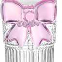 Glass Cups with Lids and Straws Iced Coffee Tumbler Cups with Lids Clear Cute Smoothie Juice Bubble Tea Water Cold or Hot Drinking Glasses Travel Mug with Pink Bow 20 oz High Borosilicate