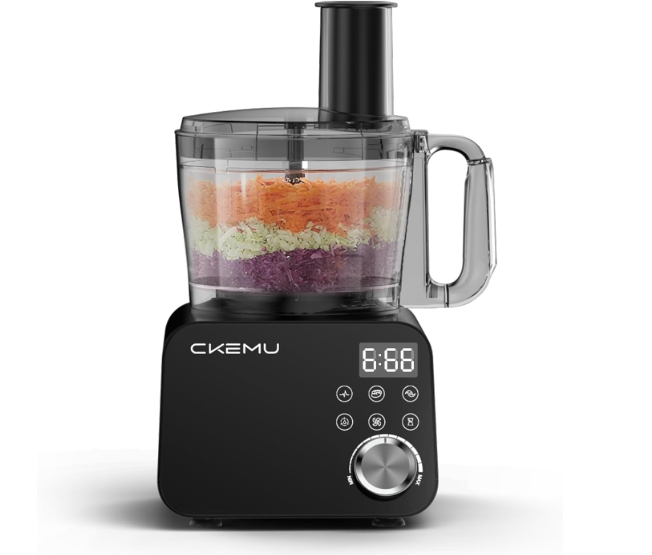 Smart Food Processor and Vegetable Chopper, 6 Automatic Functions, BPA Free, Stainless Steel Blades, 12 Cup Bowl, 600-Watt Motor, Black