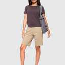 SANTINY Women's Bermuda Long Shorts with Pockets Drawstring High Waisted Athletic Knee Length Shorts for Women Workout (Beige, XXL)