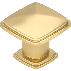 homdiy 25 Pack Brushed Gold Cabinet Knobs Gold Drawer Knobs for Kitchen Bathroom Brushed Brass Square Cabinet Hardware for Dresser Drawers,Zinc Alloy (Single Hole)