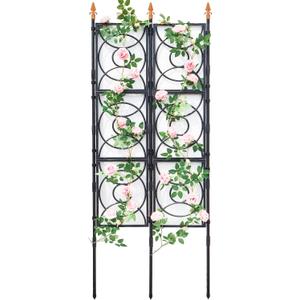 Trellis for Climbing Plants Outdoor, 24 Rifny 6.17 FT Tall Garden Trellis Flower Rose Cucumber Trellis for Vines Pea Support, Wall Large Plant Trellis Fence with Plastic Coated Metal Poles (28"W x 74"H)