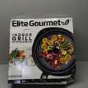 Elite Gourmet EMG-980B Smokeless Electric Tabletop Grill Nonstick, 6-Serving, Dishwasher Safe Removable Grilling Plate, Grill Indoor, Tempered Glass Lid, Adjustable Temperature, 14" Black