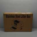 SZEE Stainless Steel Litter Box with Lid, Easy to Clean and NO Absorb Odor, Extra Large Litter Box with Open/Enclosed Modes, Includes Litter Scoop, Litter Mat & Trapping Box (Black)