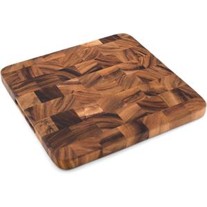 Ironwood Oslo End Grain Square Utility Cutting Board, 12 Inch Square Acacia Wood Cutting Board