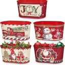 Putuo Decor Christmas Metal Bucket, 5-Piece Set - Galvanized Tin Party Buckets for Centerpiece Decoration, 9 in