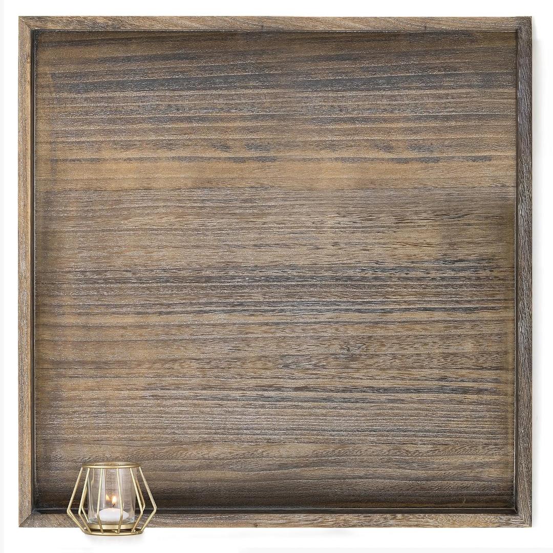 Hanobe Large Wood Decorative Ottoman Tray for Living Room with Handles, 22"